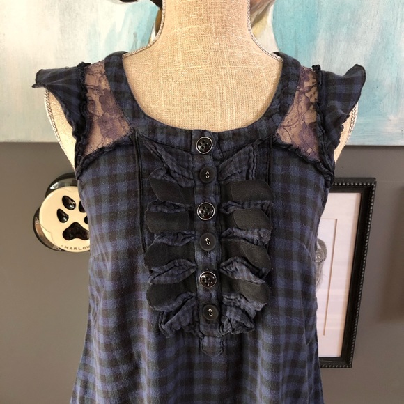 Plaid Ruffle & Lace Tank - Picture 3 of 6